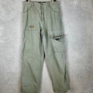 Vintage 90s Wu Wear Denim Co. Baggy Cargo Nylon Cotton Pants Size 33x30 Wu-Tang
